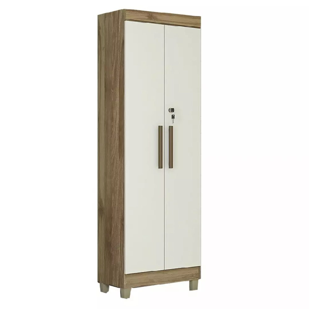 Armário Multiuso 2 Portas 4 Prateleiras 180x55 cm Berlim Magno Freijó/Off White