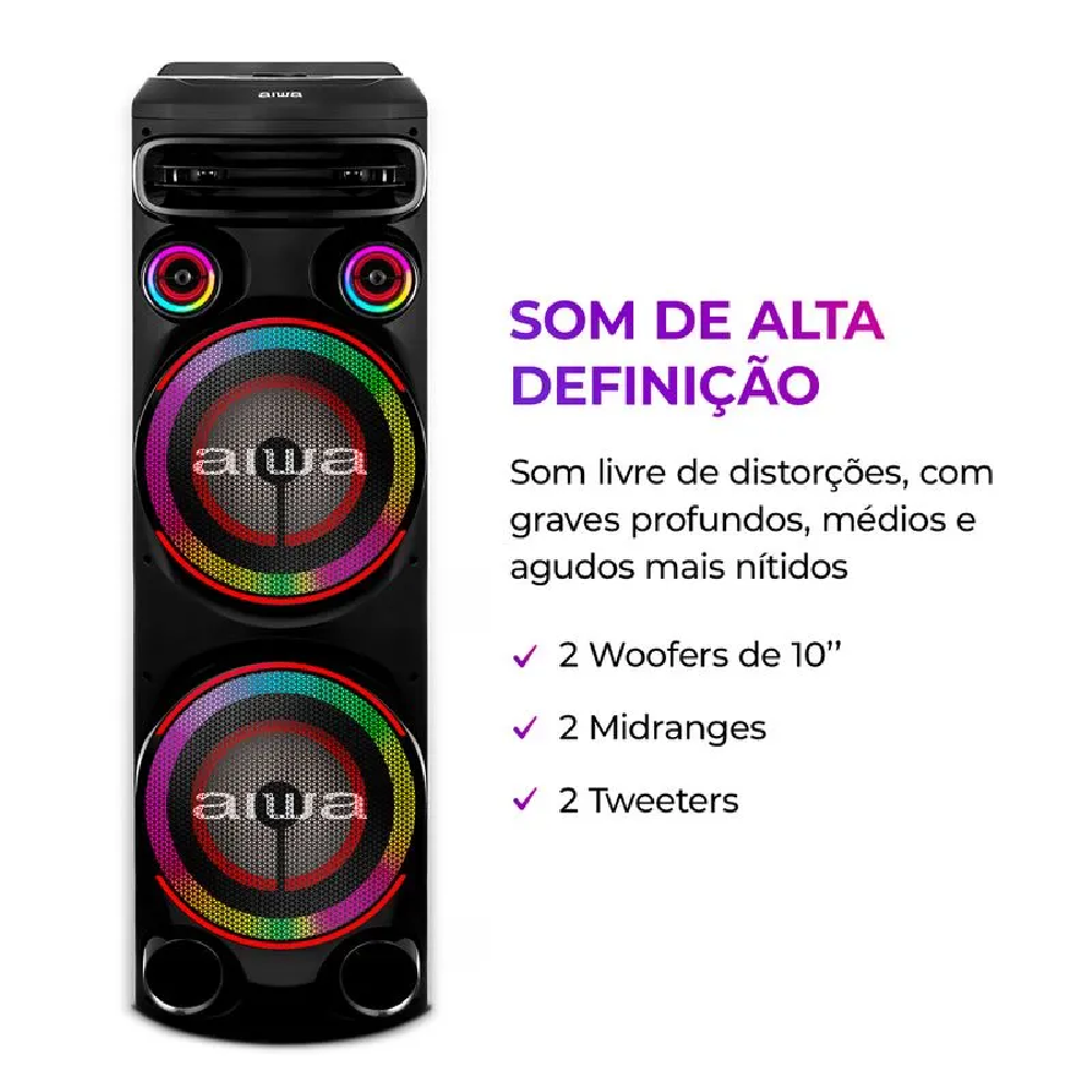 Caixa de Som Aiwa Torre Bluetooth 2200W RMS Bivolt AWS T2W01, , large image number 2