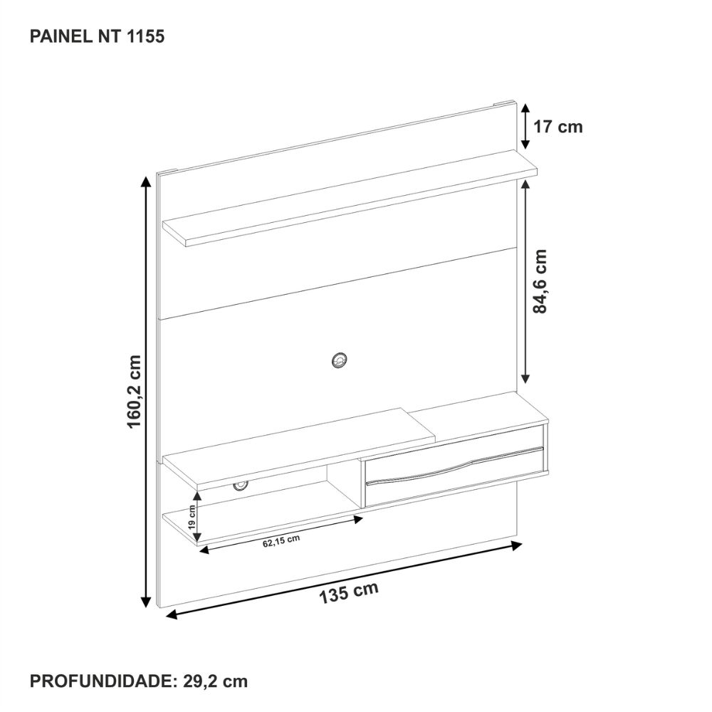 Painel Para TV Até 55 Polegadas Freijó Trend/Off White Notável NT 1155, , large image number 4