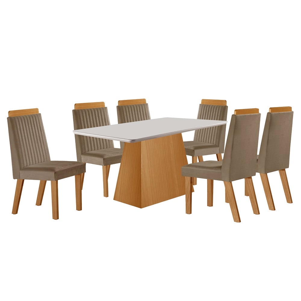 Conjunto Mesa de Jantar 6 Cadeiras Riviera Retangular LJ Prada 160x80cm Marrom