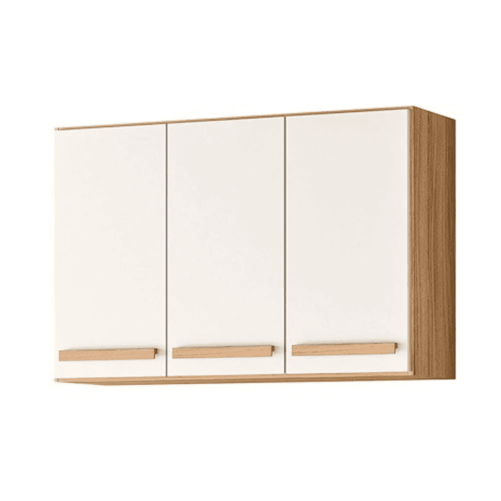 Arm&aacute;rio De Cozinha Com A&eacute;reo E Balc&atilde;o 5 Portas 1 Gaveta Freij&oacute;/Off White Nicioli Lemon, , large image number 2