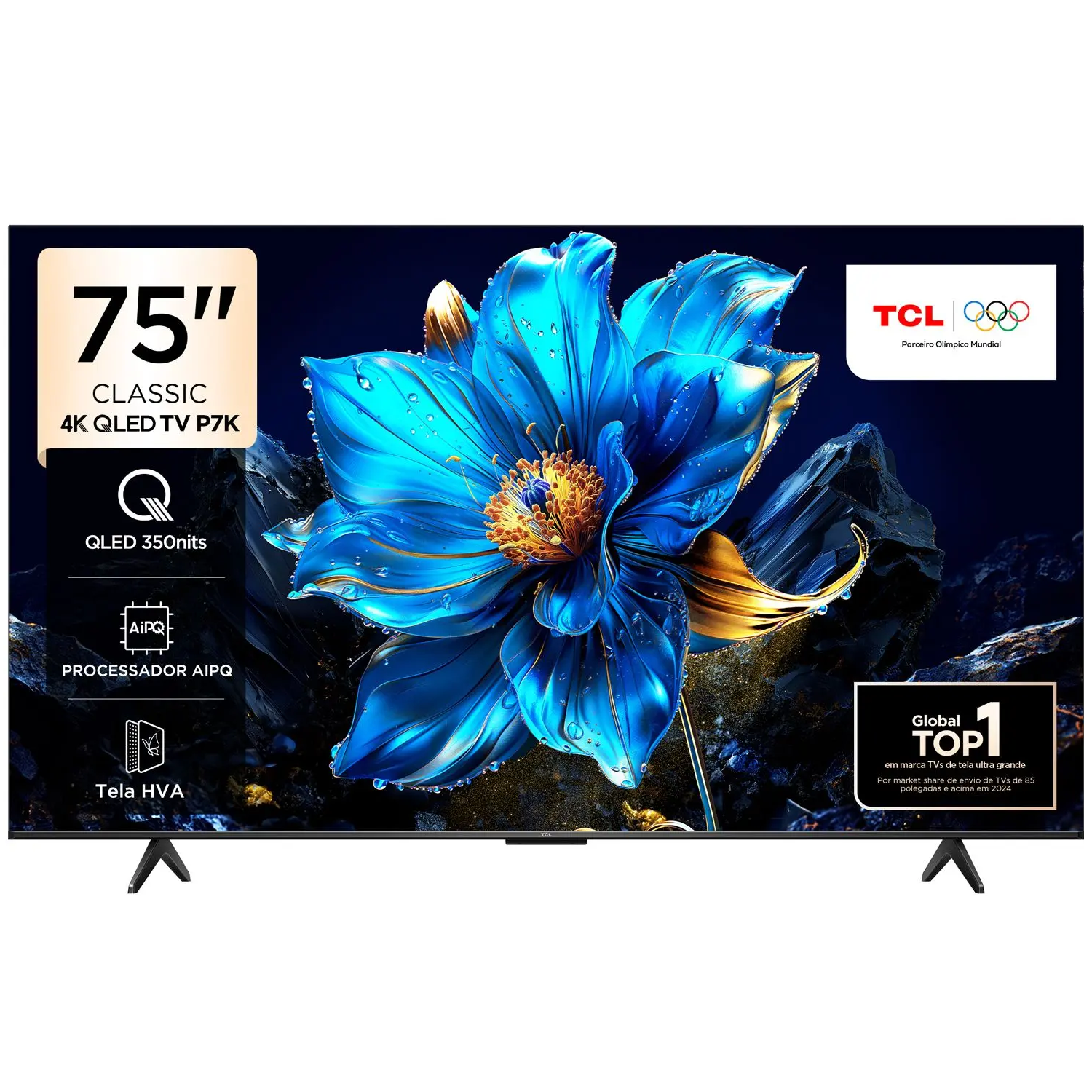 Smart TV 75 Polegadas TCL QLED 4K Wi-Fi Google TV 3 HDMI 1 USB 75P7K