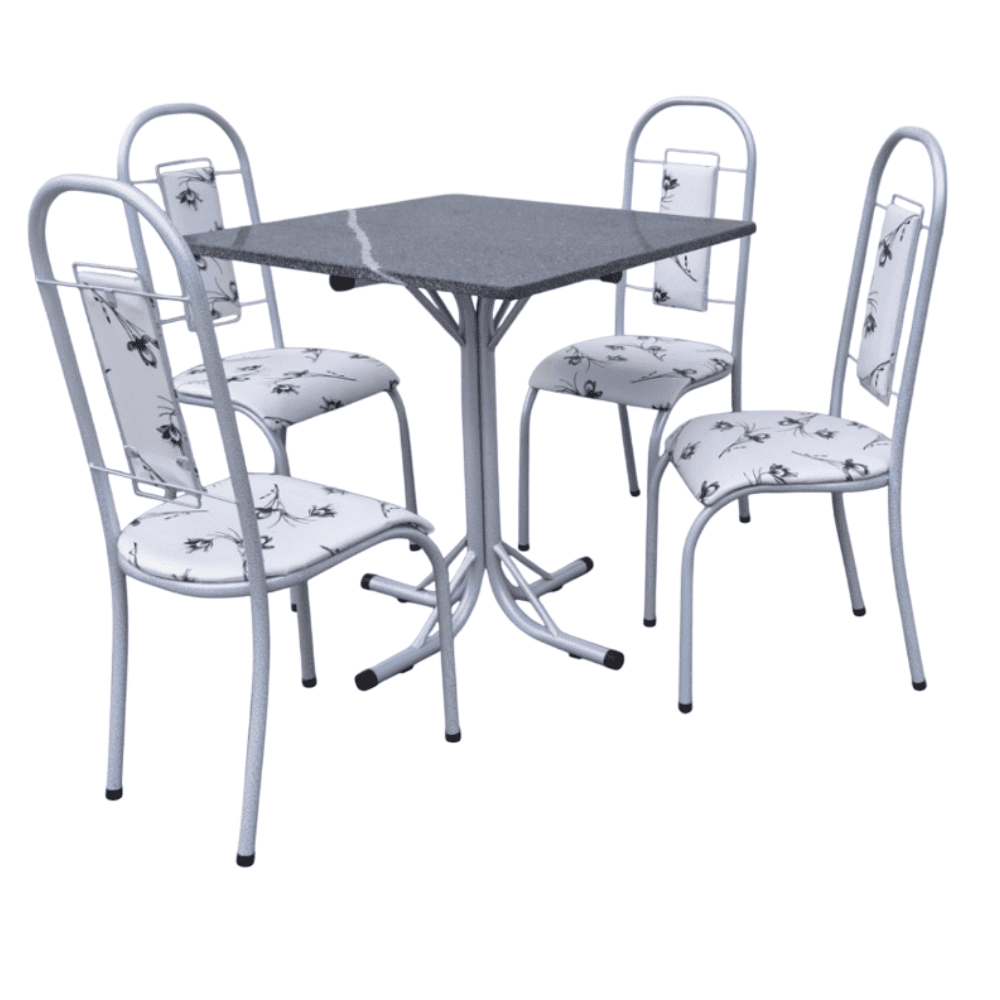 Mesa de Cozinha 4 Cadeiras Bella Branca Quadrada A&ccedil;o Coelho Top&aacute;zio