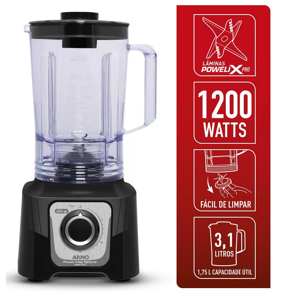 Liquidificador Arno Power Max LN78 com 15 Velocidades 1200W  Preto 220V, , large image number 3