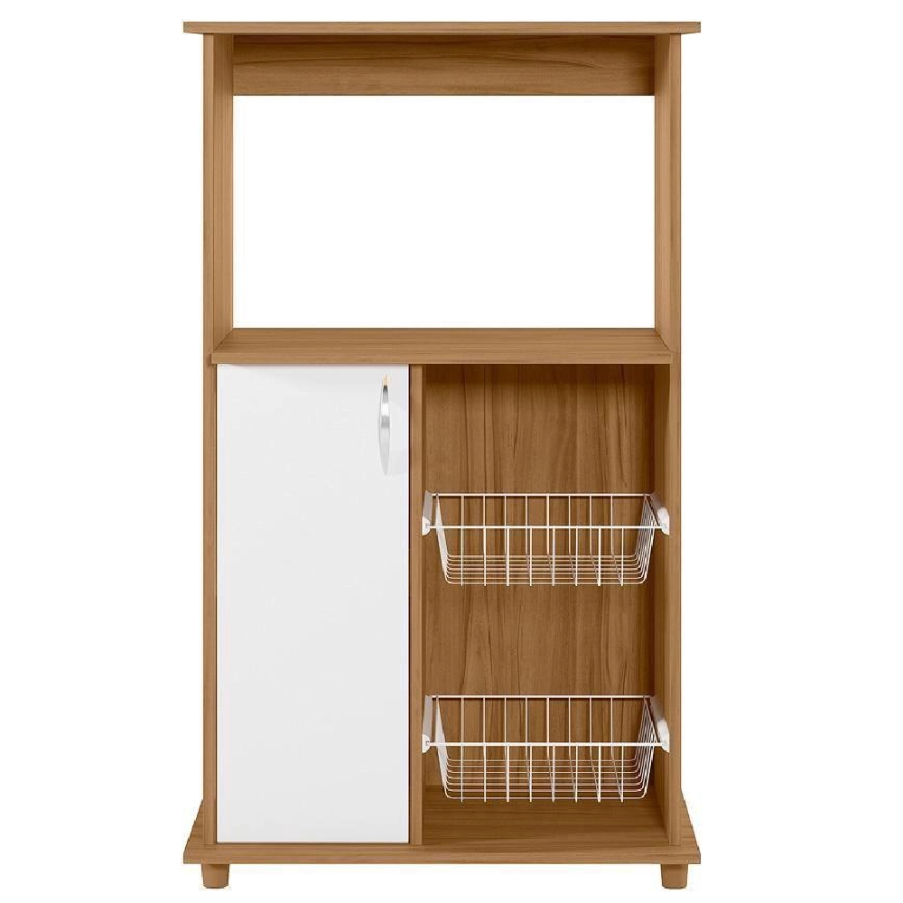 Fruteira de Cozinha com Tampo 1 Porta 1 Nicho para Microondas Freijó/Branco Notável NT3075, , large image number 1