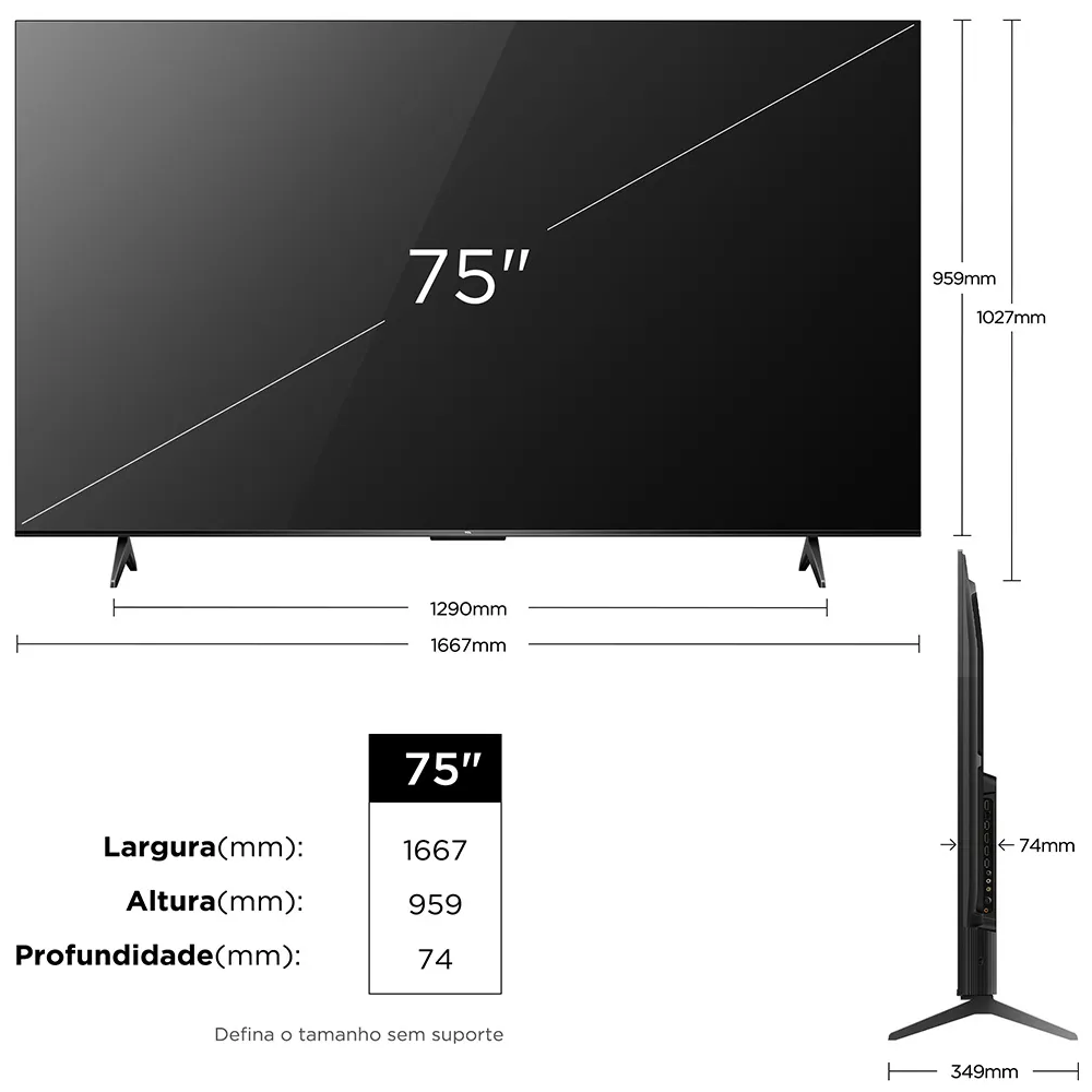 Smart TV 75 Polegadas TCL QLED 4K Wi-Fi Processador AIPQ Google Tv 3 HDMI 1 USB 75T6C, , large image number 7