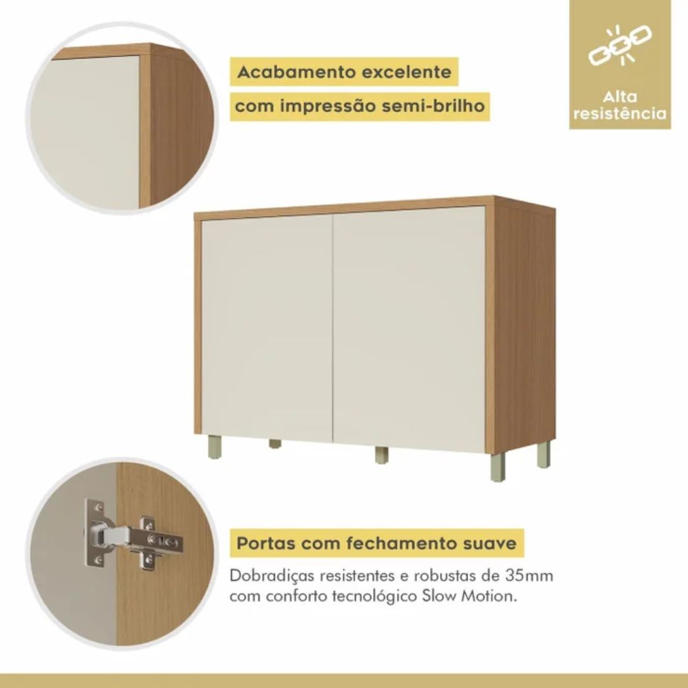 Balcão de Cozinha com Tampo 2 Portas Carvalho/Greige 100% MDF Nesher, , large image number 8