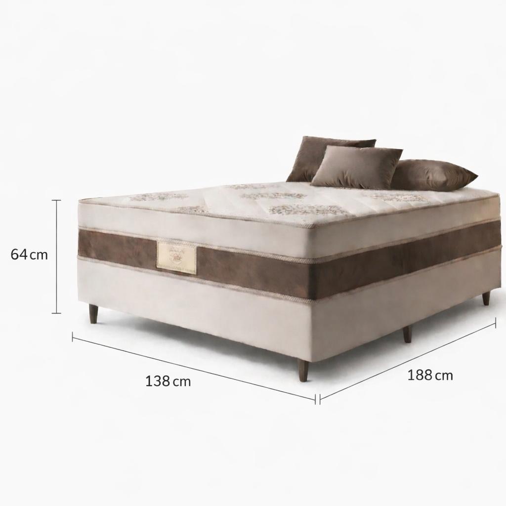 Cama Box Casal Conjugada Molas Ensacadas Tucson Gray 188x138x64 cm Caza Nobre, , large image number 2