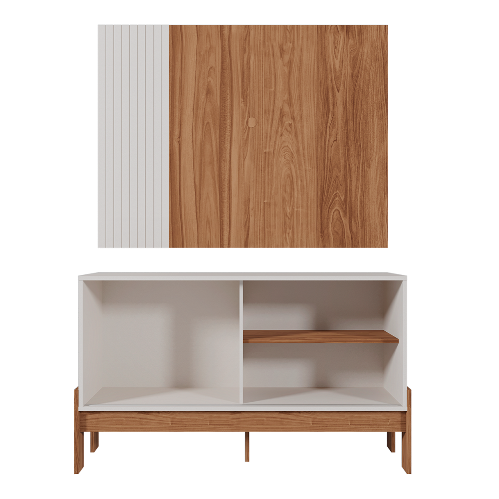 Rack Com Painel Para TV Até 42 Polegadas Cinamomo Mel / White Möbler Wood 1.2, , large image number 1