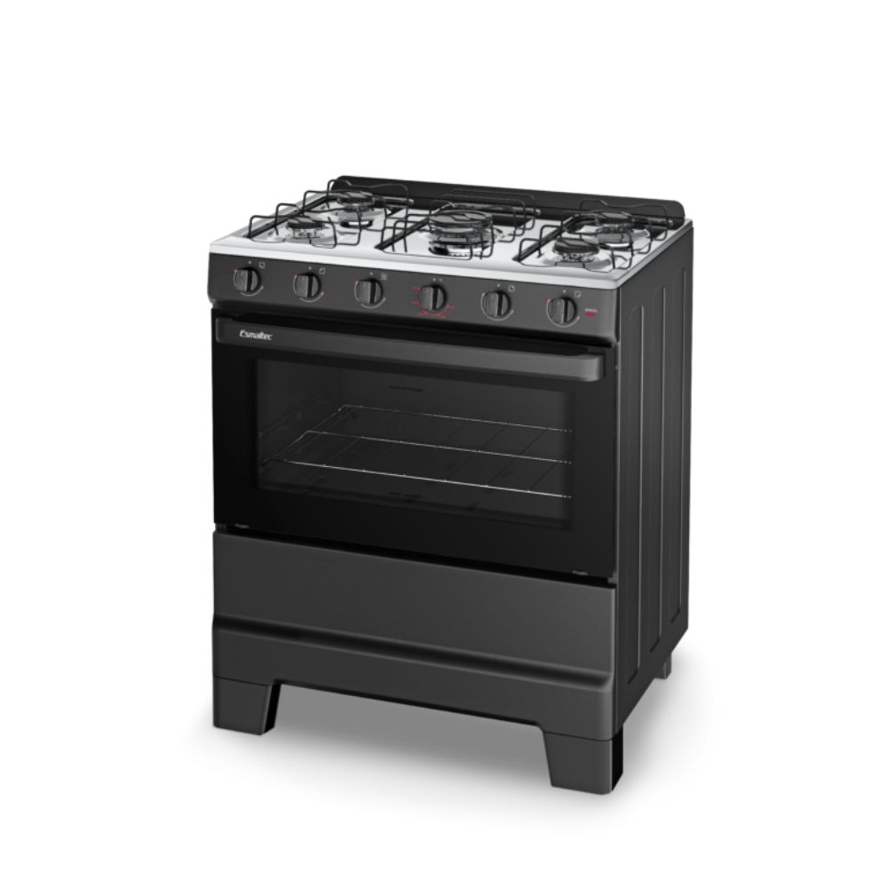 Fogão 5 Bocas Esmaltec Mesa de Inox Forno Limpa Fácil Preto Ideal Pop 5120 Bivolt, , large image number 1