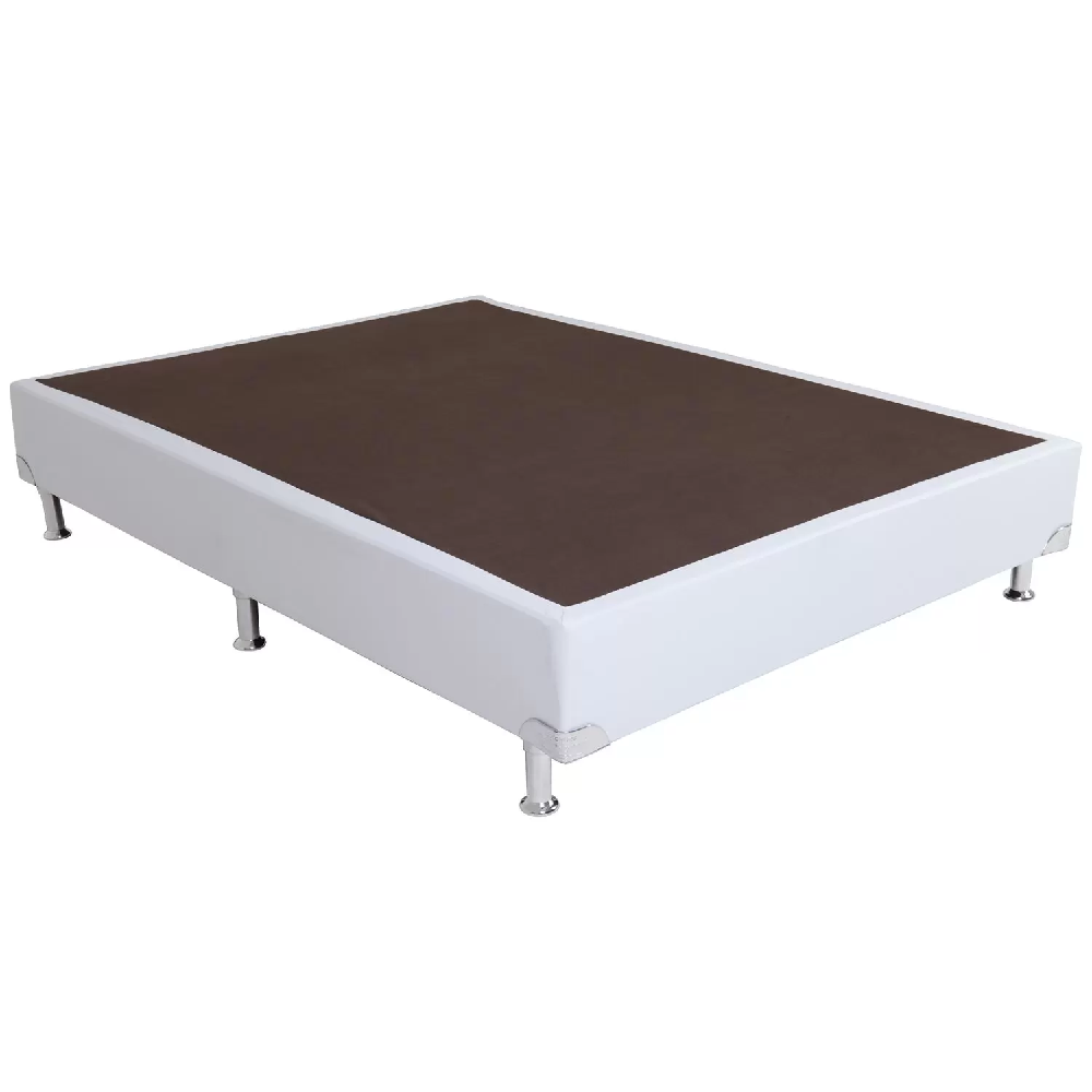 Base Cama Box Casal Sommier Corino Branco 188x138x30 cm Ortobom, Branco, large image number 4