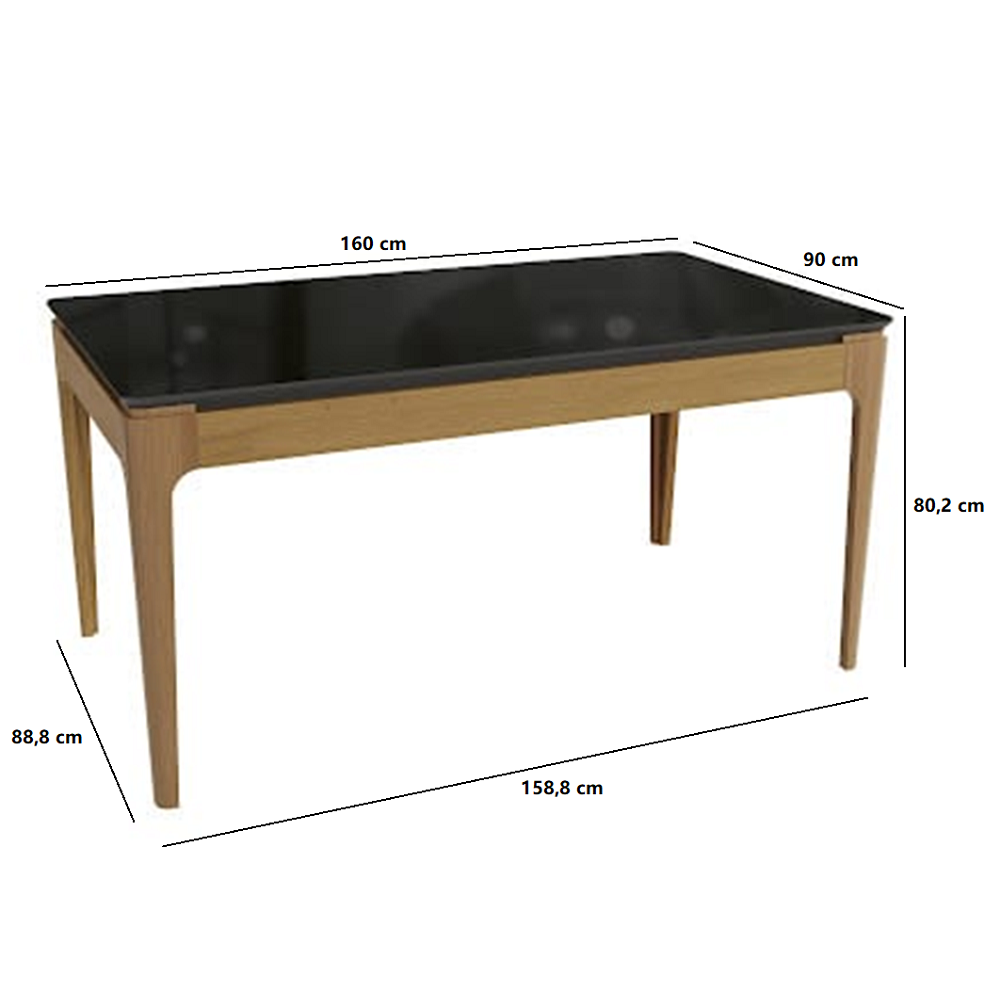 Mesa de Jantar para 6 Cadeiras Retangular Tampo de Vidro Kappesberg Premium Canela/Chumbo, , large image number 1