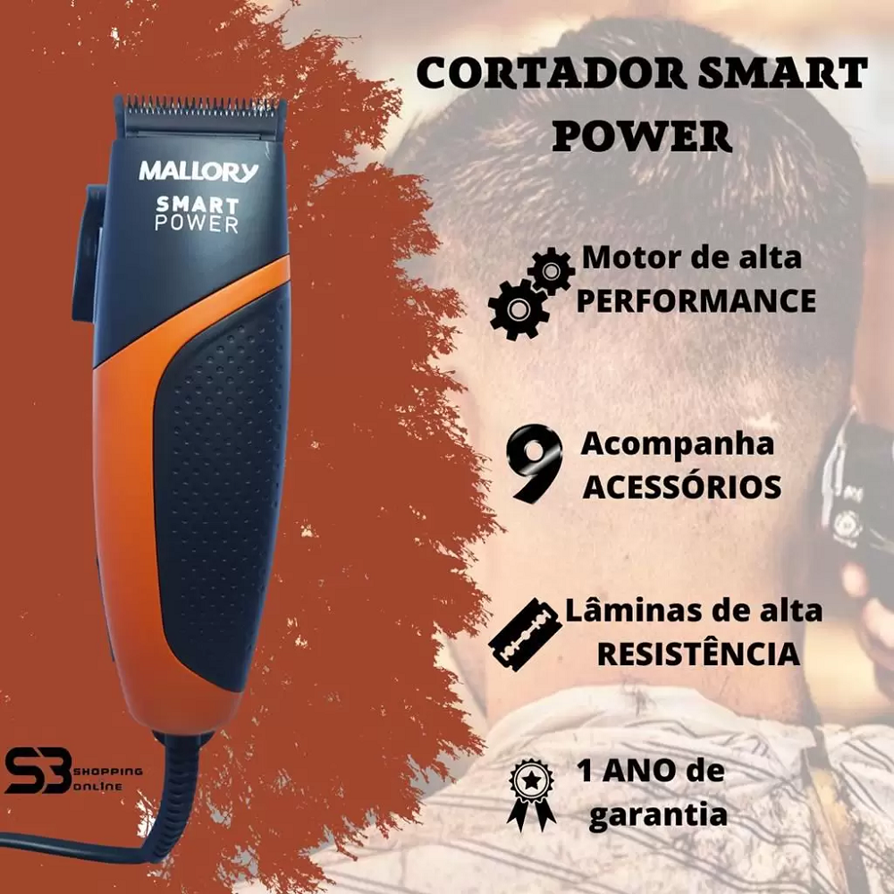 Cortador de Cabelos, Barba e Corpo Mallory B90200332 9 Acessórios Smart Power 10W 220V, , large image number 3