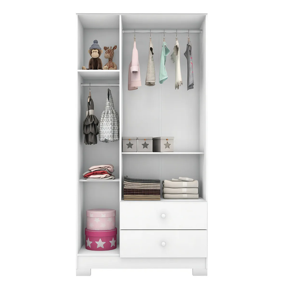 Guarda-Roupa Infantil 3 Portas 2 Gavetas Flok Estrela Branco, , large image number 2