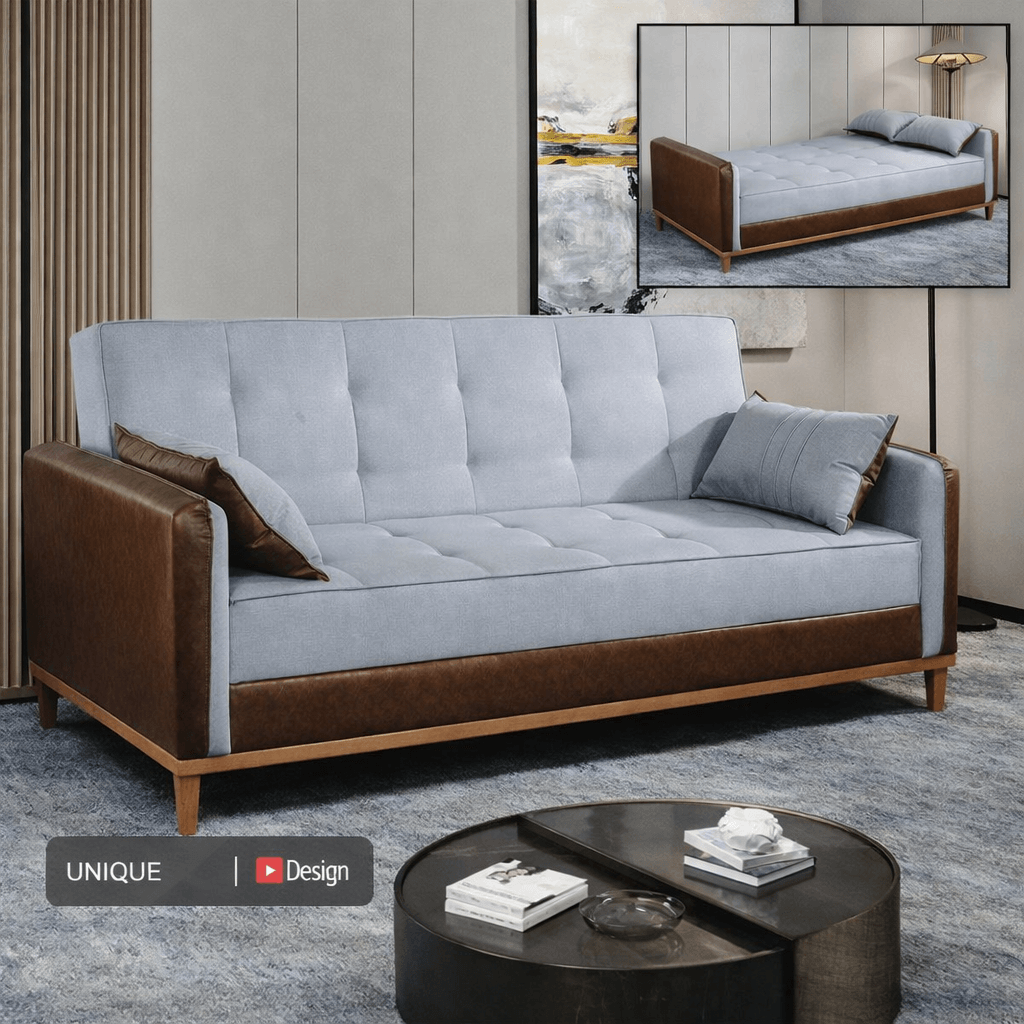 Sof&aacute; Cama 3 Lugares 1 Assento Linho Marte Bege 200cm Design Unique, , large image number 3