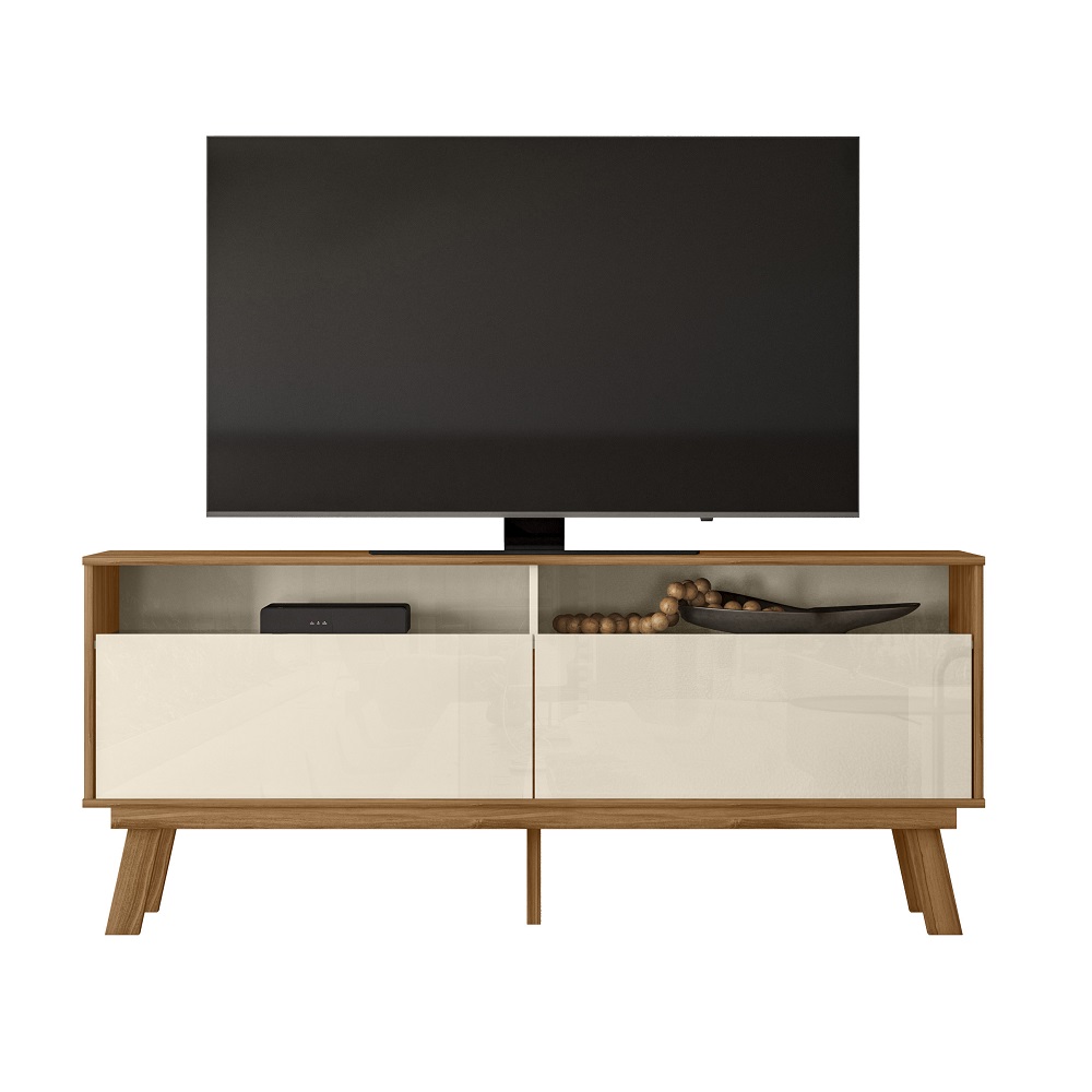 Bancada Para TV Até 65 Polegadas Off White/Amendoa 160cm Mobler Olinda
