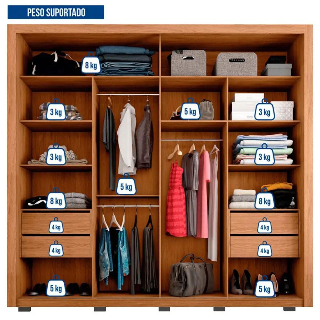 Guarda-Roupa Casal 2 Portas 4 Gavetas Freijo/Off White com Espelho Caemmun Romanus 2.4, , large image number 2