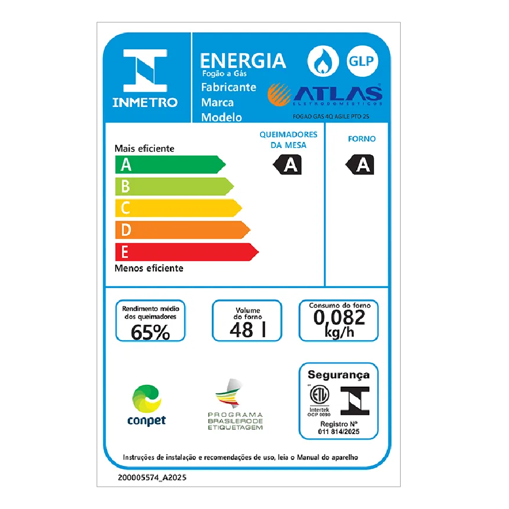 Fog&atilde;o 4 bocas Atlas Autom&aacute;tico Mesa de Inox Preto Mil&atilde;o Fast, , large image number 7