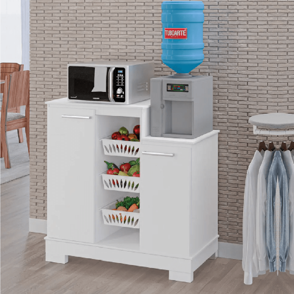 Fruteira de Chão para Cozinha 2 Portas Cecília Tuboarte Branca - 100% MDF