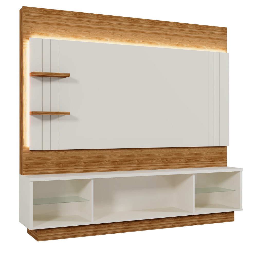 Estante Home para Tv até 65 Polegadas Off White/Amêndoa Möbler Guaiba, , large image number 1