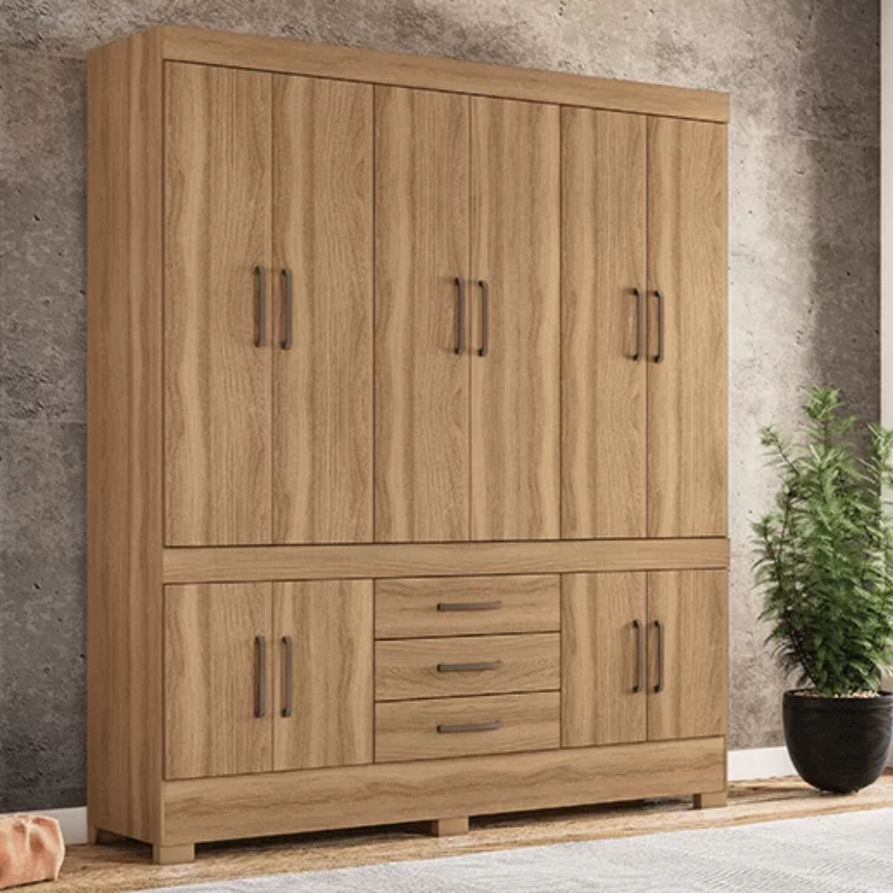 Guarda-Roupa Casal 10 Portas 3 Gavetas Demóbile Amendola New Murano