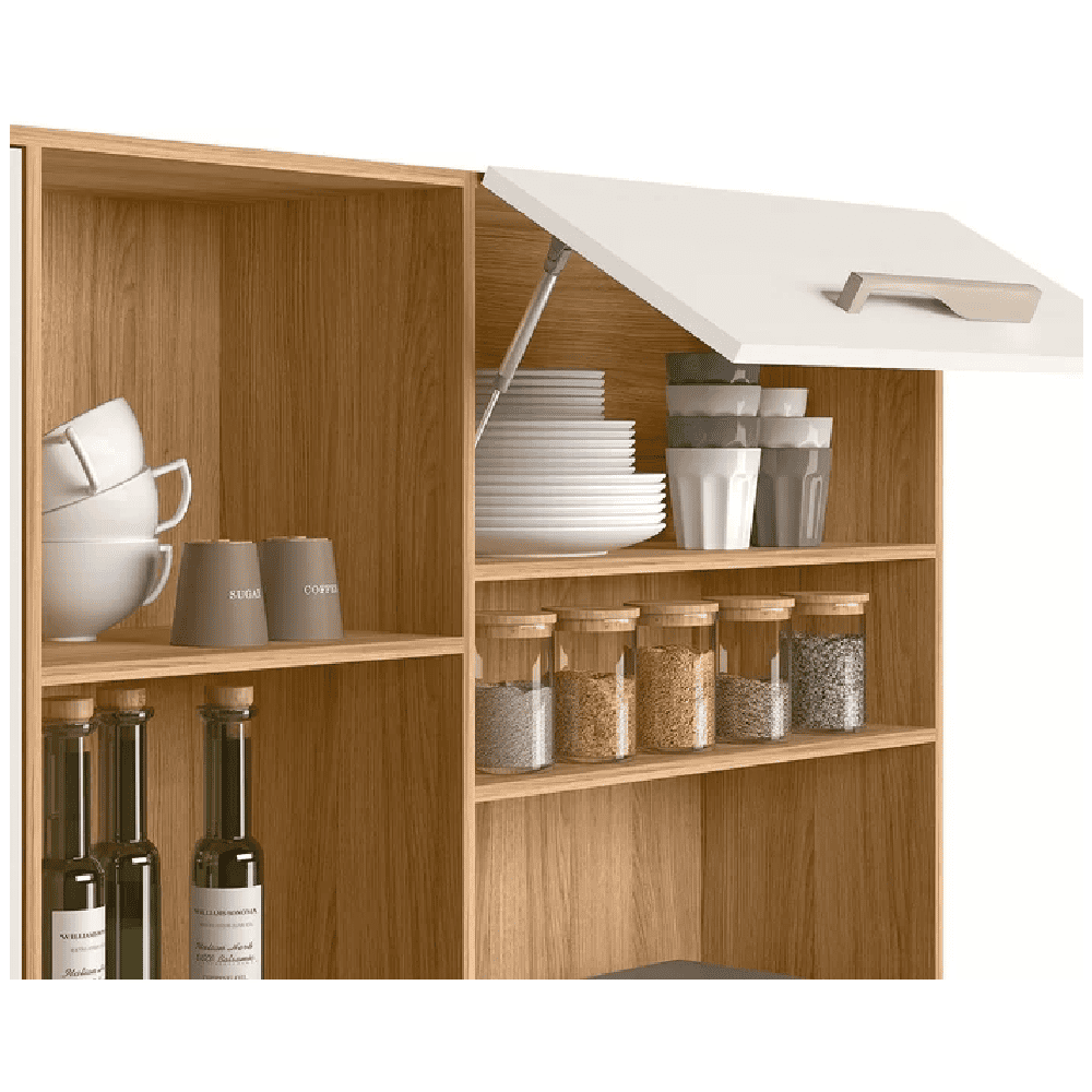 Arm&aacute;rio de Cozinha 6 Portas &Eacute;vora 2 Gavetas MDP Freij&oacute;/Off White Nicioli Cristal Salsa, , large image number 3