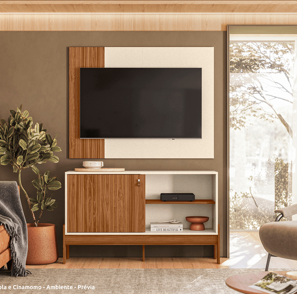 Rack com Painel para Tv até 42 Polegadas Mobler Wood, , large image number 1