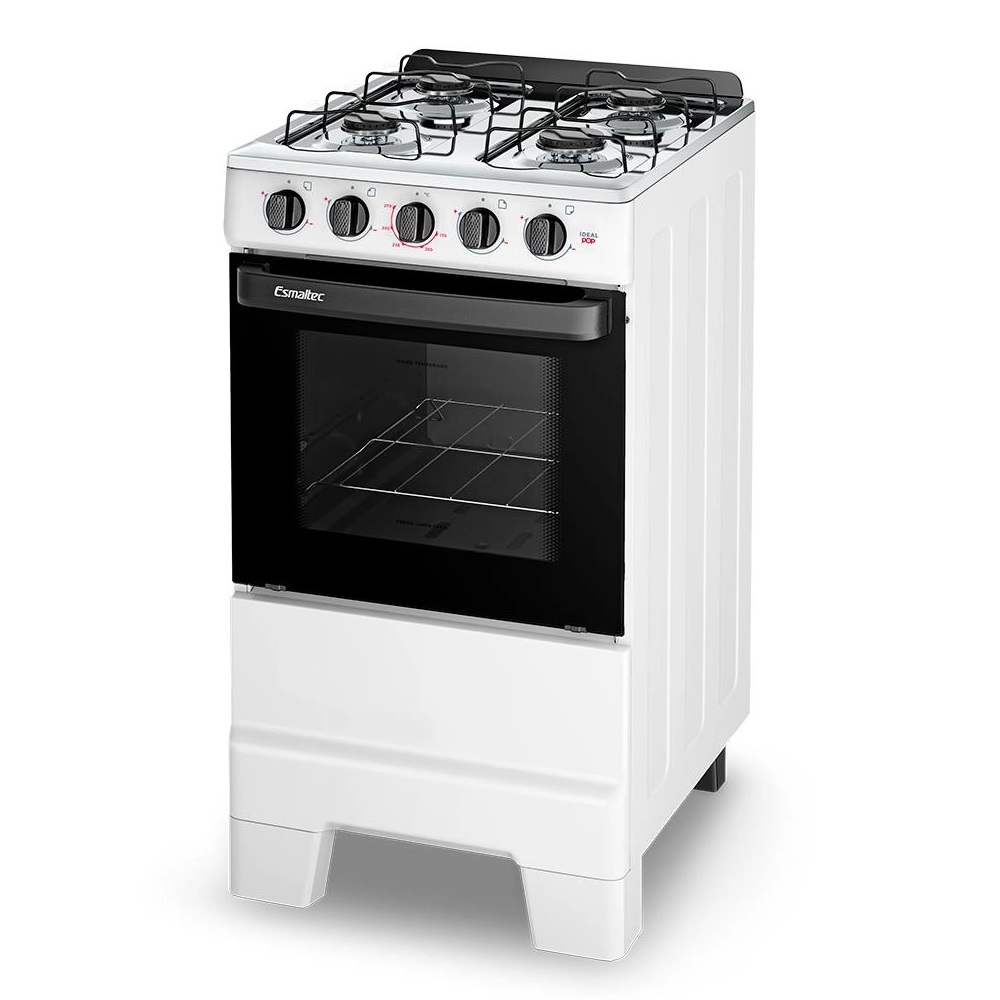 Fogão 4 bocas Esmaltec Mesa de Inox Branco Ideal Pop F4ISB 4120