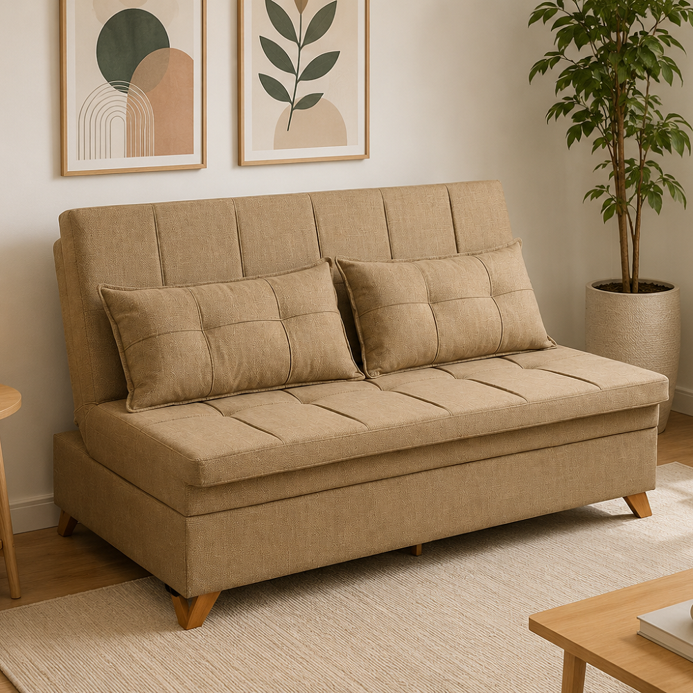 Sof&aacute; Cama 3 Lugares 1 Assento Linho Mali Caramelo 184cm JA M&oacute;veis Mali, , large image number 2
