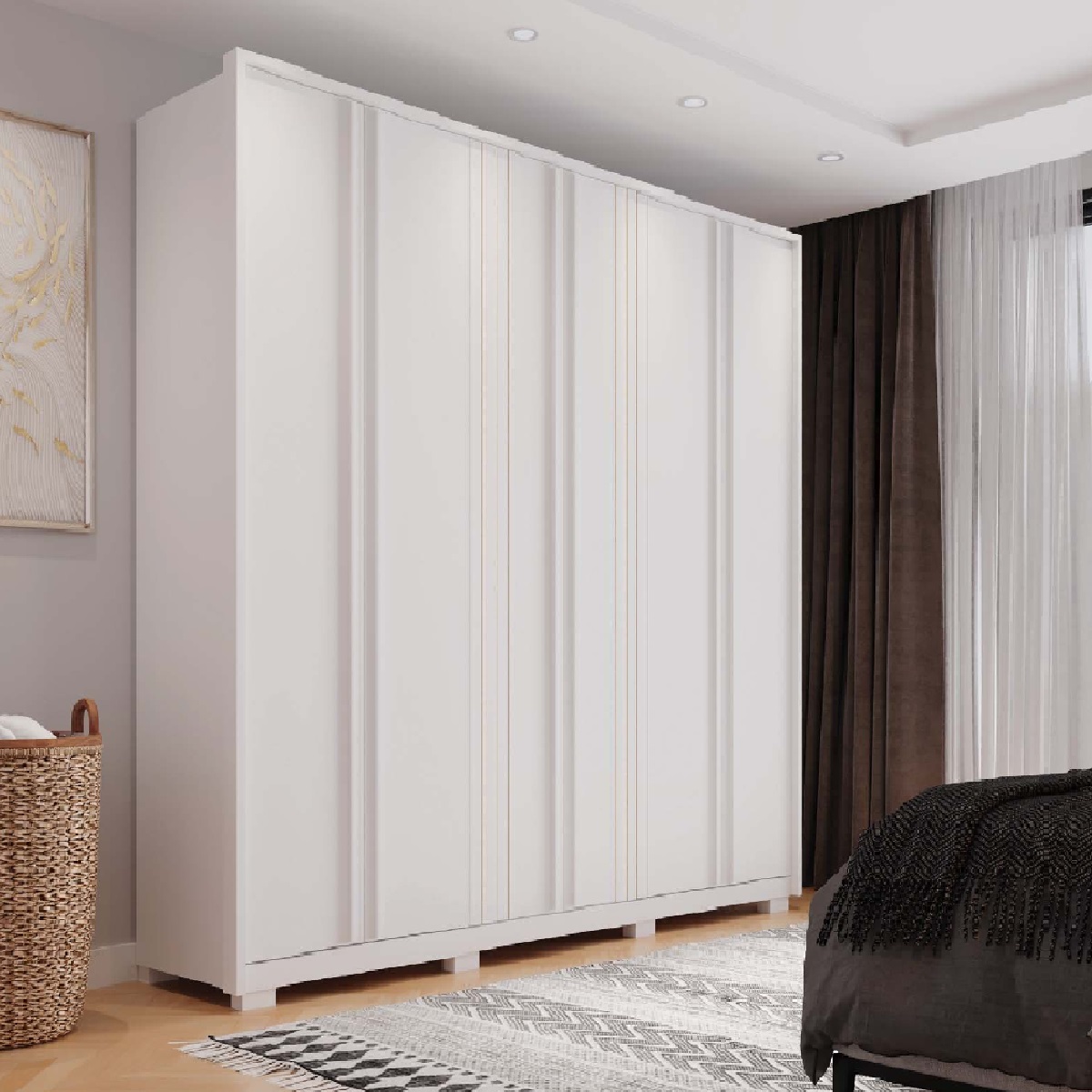 Guarda-Roupa Casal 6 Portas 4 Gavetas Branco Fosco Caemmun Mozart, , large image number 1