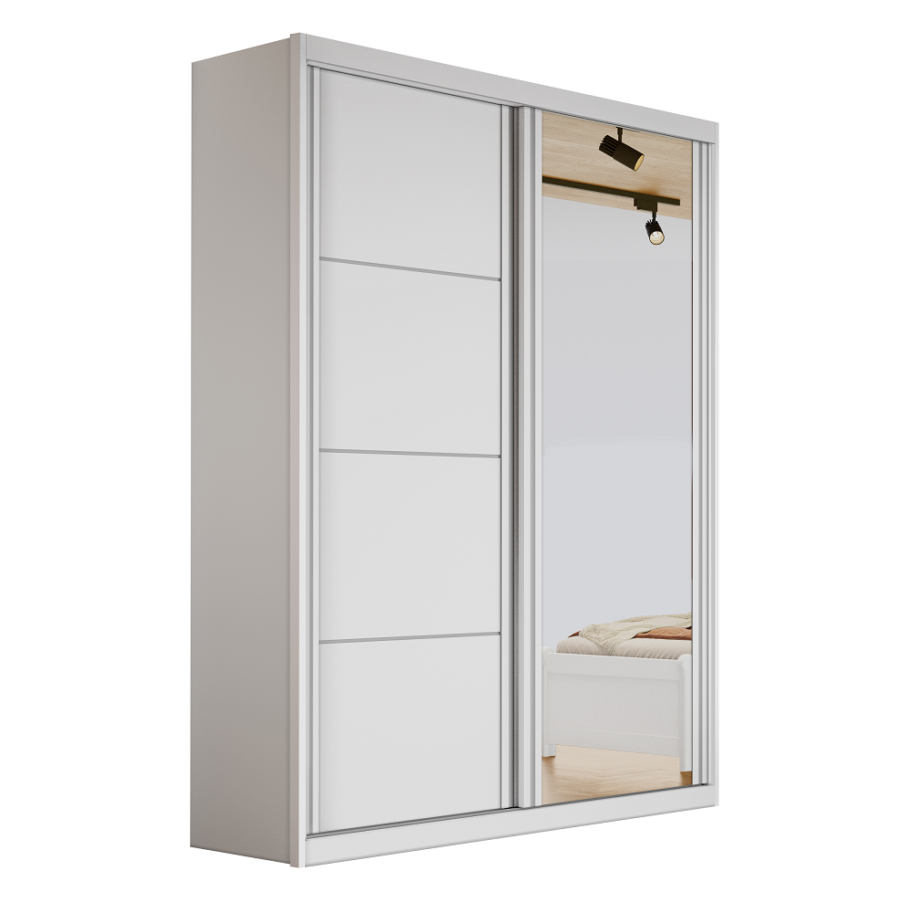 Guarda-Roupa Casal 2 Portas 2 Gavetas com Espelho Branco Bianchi Angra