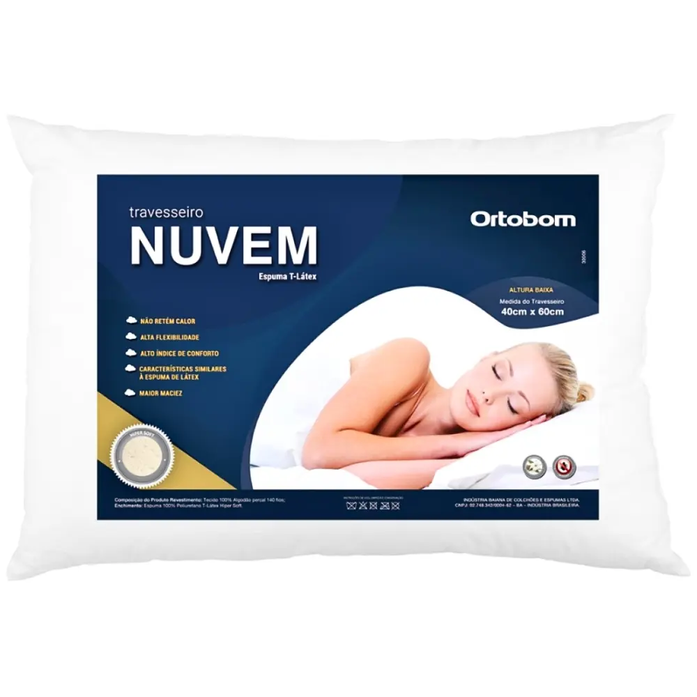 Travesseiro Ortobom Nuvem 60x40 Branco, , large image number 1