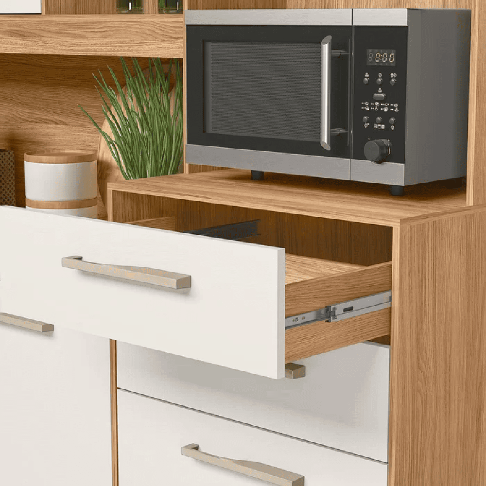 Arm&aacute;rio de Cozinha 6 Portas &Eacute;vora 2 Gavetas MDP Freij&oacute;/Off White Nicioli Cristal Salsa, , large image number 2