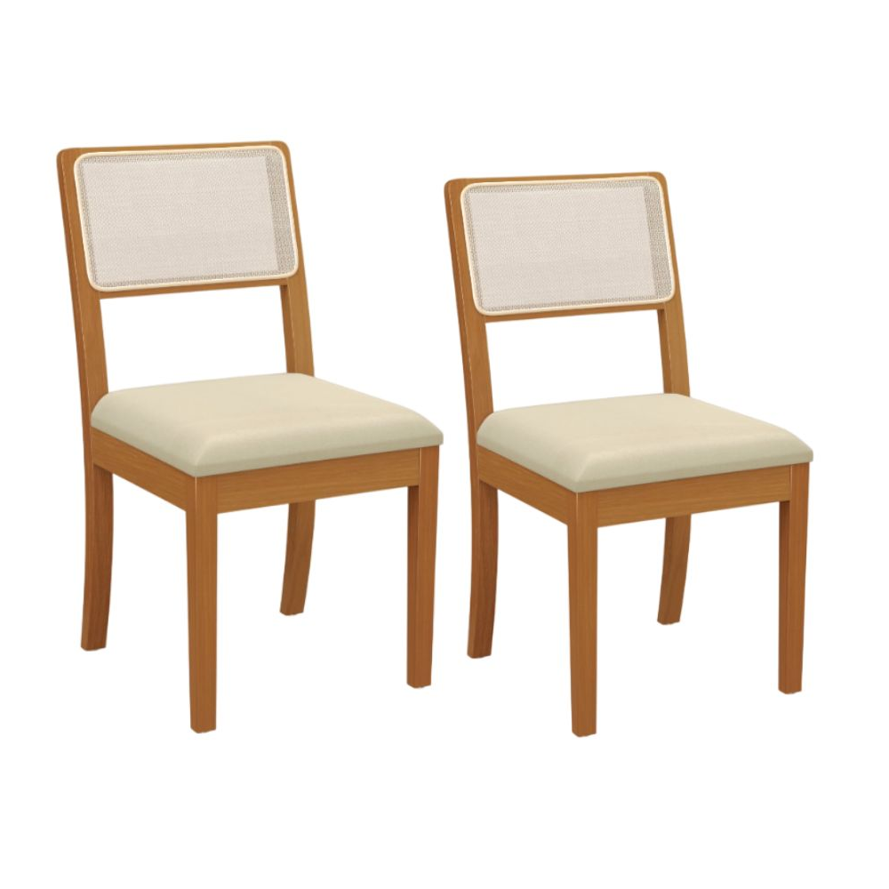 Conjunto de Mesa Sala de Jantar 4 Cadeiras Canela/Off White 120x80 Kappesberg CSJ023CA-OWV8, , large image number 2