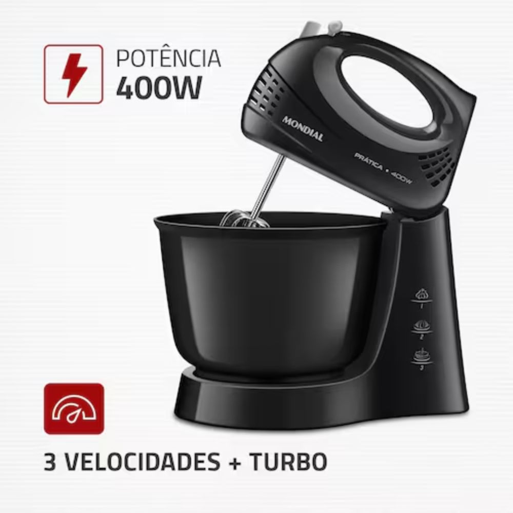 Batedeira Mondial Preta Turbo Tamanho Família 400W 220V B-44-B, , large image number 1