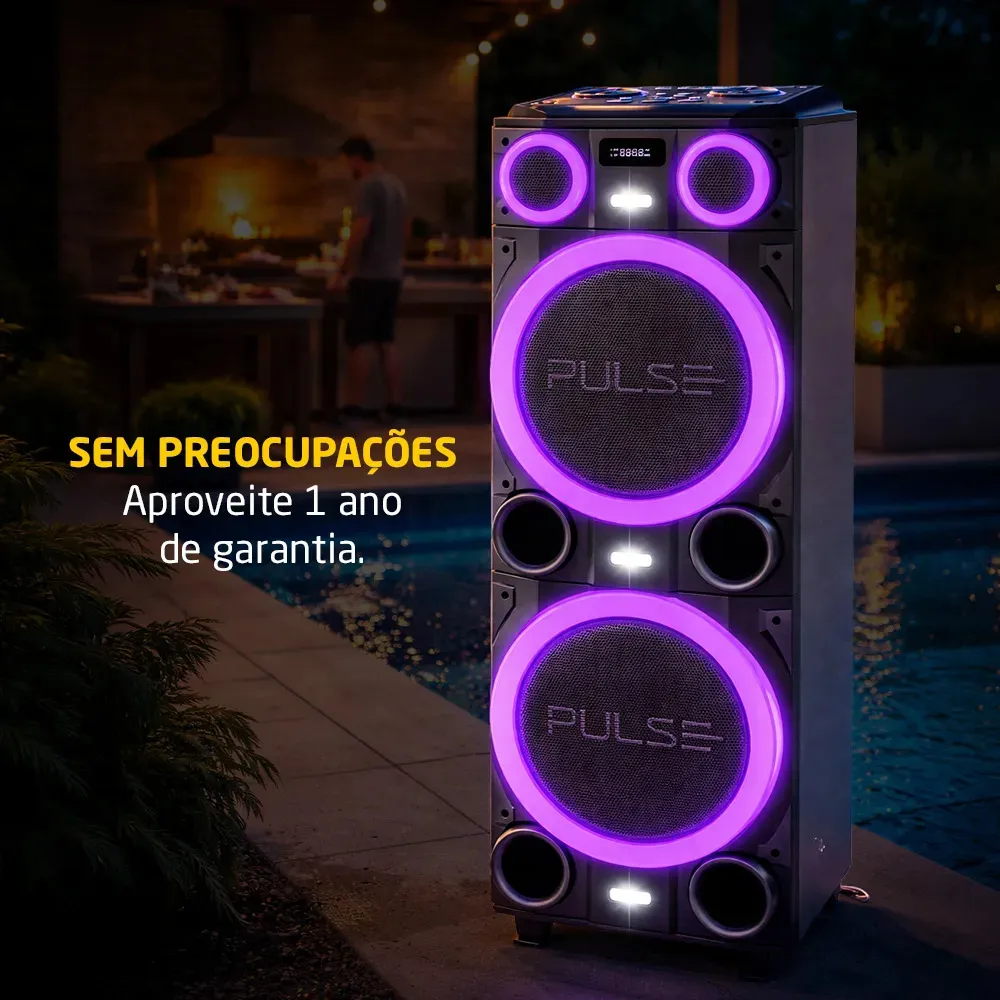 Caixa de Som Torre Pulse Bluetooth 2000W Bivolt Double 10 SP518 LED, , large image number 6