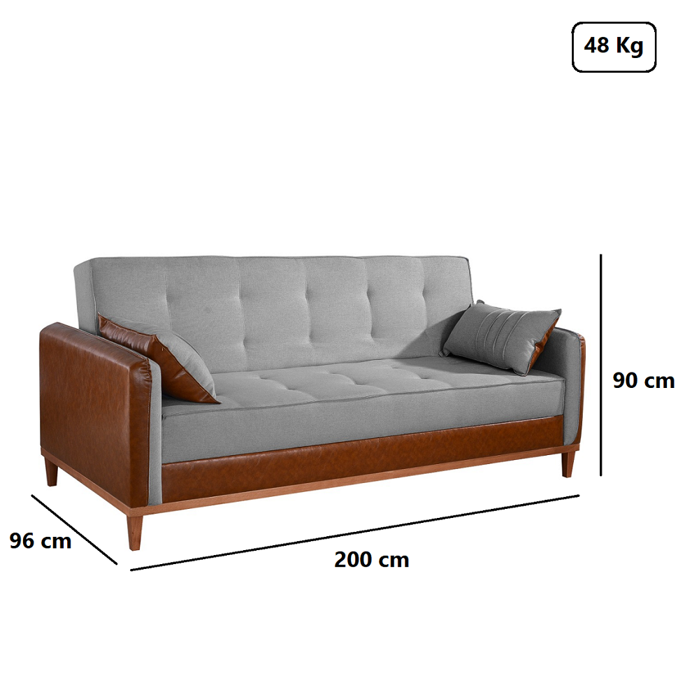Sof&aacute; Cama 3 Lugares 1 Assento Linho Saturno Cinza 200 cm Design Unique, , large image number 2
