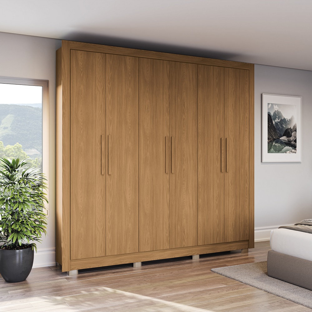 Guarda-Roupa Casal 6 Portas 2 Gavetas Canela/Madeira Kappesberg CB02M569 Nogueira, , large image number 1