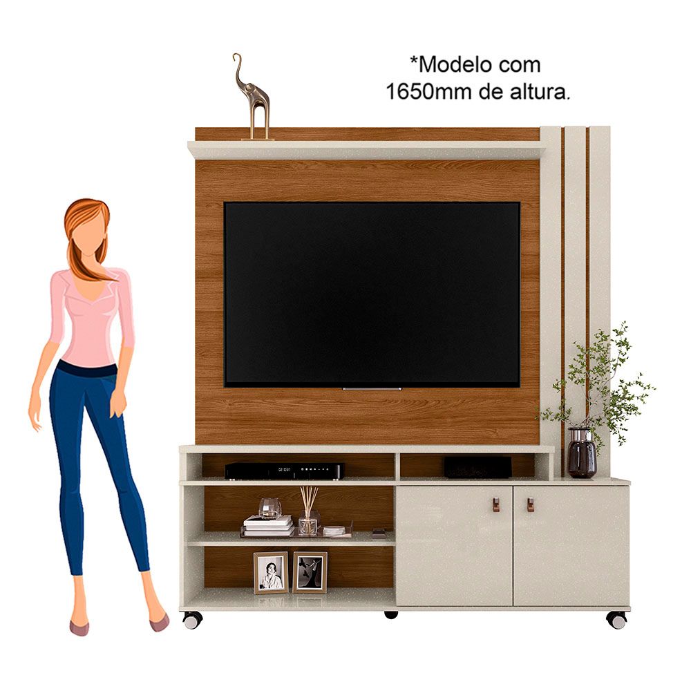 Estante Home Para TV Até 70 Polegadas 2 Porta Pérola/Cinamono Mobler Nevada, , large image number 6
