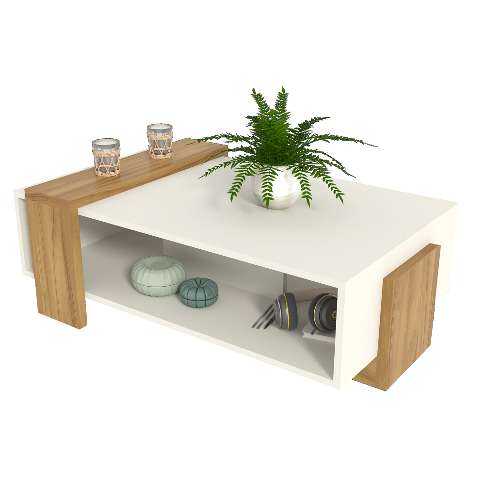 Mesa de Centro Avelan Retangular Kansas 138,5 x 41cm Freijó/Off White, , large image number 1
