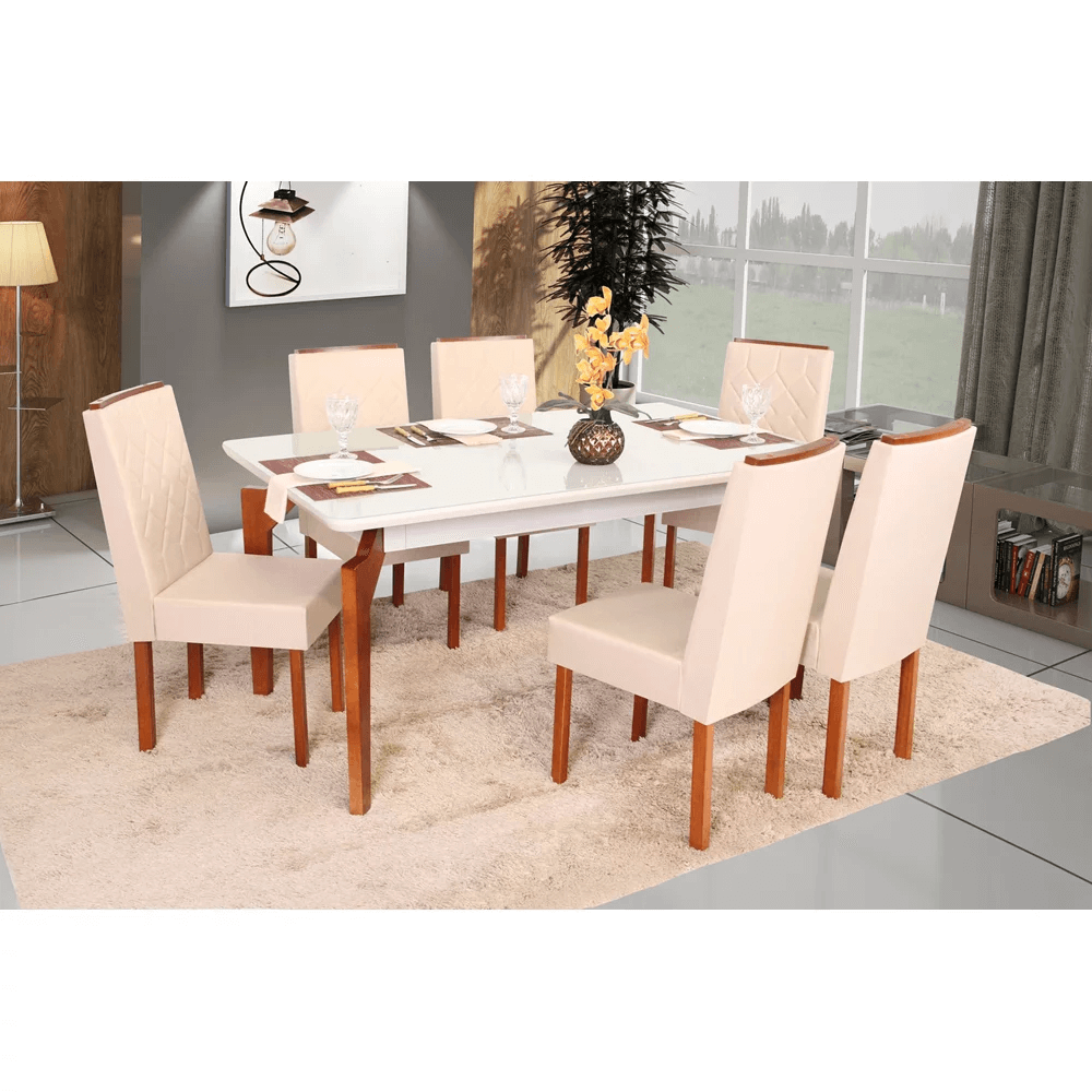 Mesa de Jantar Retangular 6 Cadeiras Abeille São Carlos