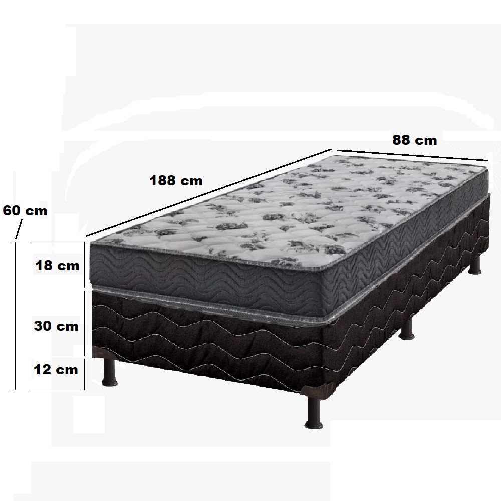 Cama Box Solteiro com Base Reconflex e Colchao Espuma D33 ISO100 88x188x60cm Ortobom, , large image number 1
