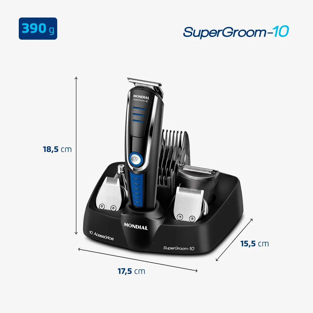 Aparador de Pelos Mondial BG-03 SuperGroom 10 em 1 Sem Fio Bivolt, , large image number 6