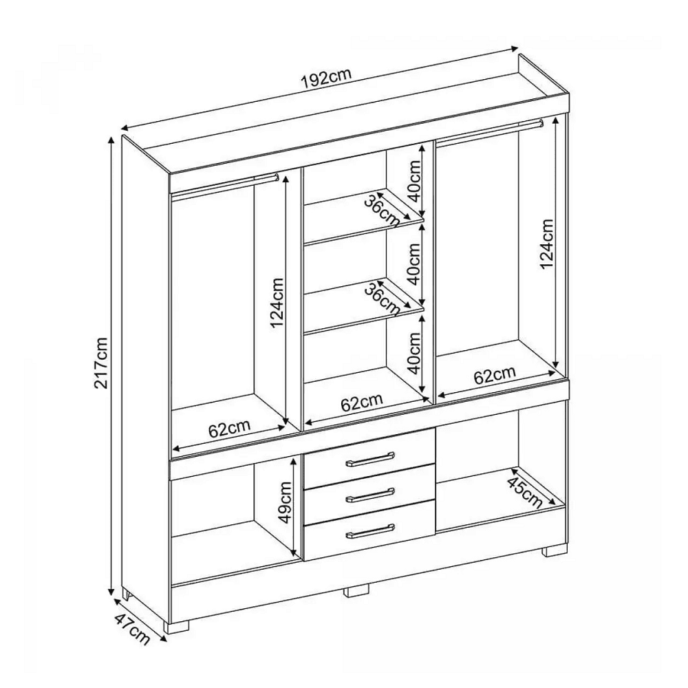 Guarda-Roupa Casal 10 Portas 3 Gavetas Dem&oacute;bile Cinamomo/Off White New Murano, , large image number 3