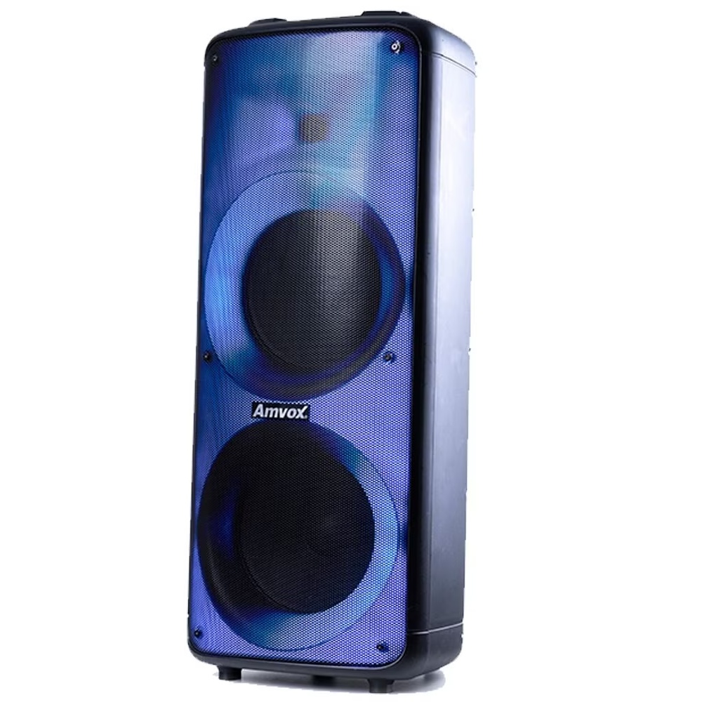 Caixa de Som Amplificada Amvox com LED Bluetooth USB 2000W Bivolt Party Vox Prime