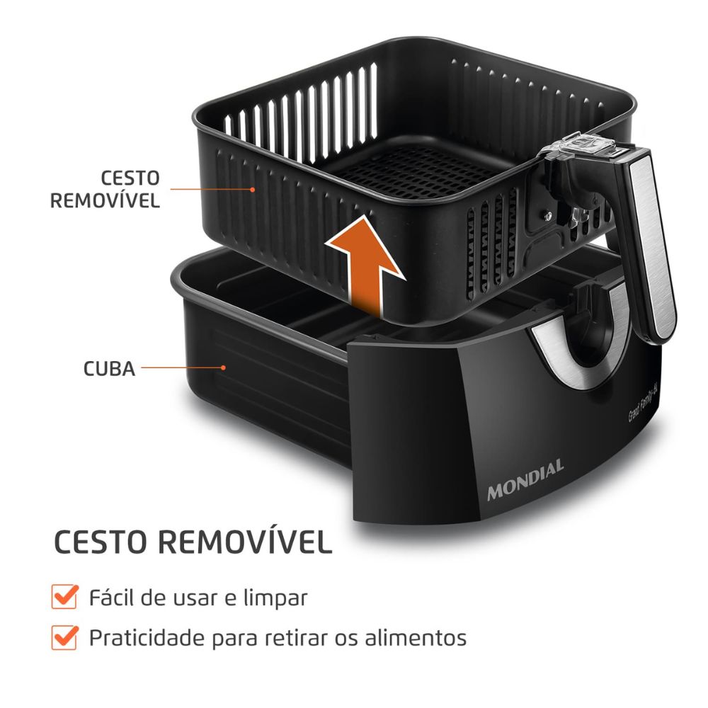 Fritadeira Elétrica Air Fryer Mondial Sem Óleo 6L 1900W 220V AFN-60, , large image number 3
