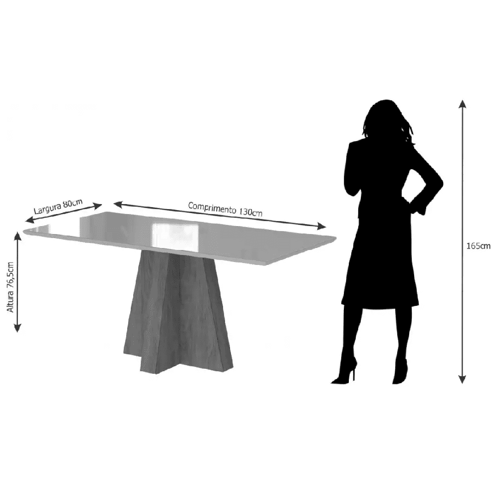Conjunto De Mesa Sala Jantar Retangular 130x80 Com 4 Cadeiras Maia Nature/Off White Cimol Patr&iacute;cia, , large image number 3