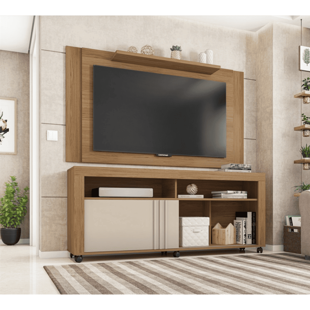 Rack com Painel Extens&iacute;vel para Tv at&eacute; 55 Polegadas Marrom Caemmun Multiplus, , large image number 1