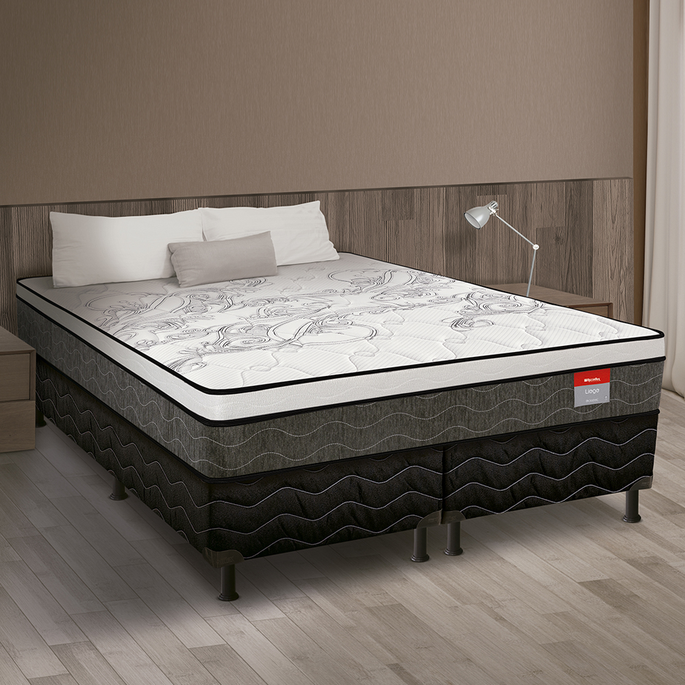 Conjunto Box Queen de Molas Liege + Base 158x198x74 cm Reconflex
