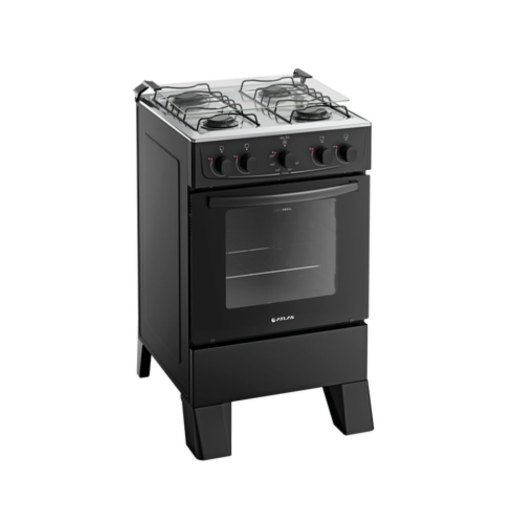 Fogão 4 Bocas Atlas Mesa Inox Acendimento Manual Preto Milão